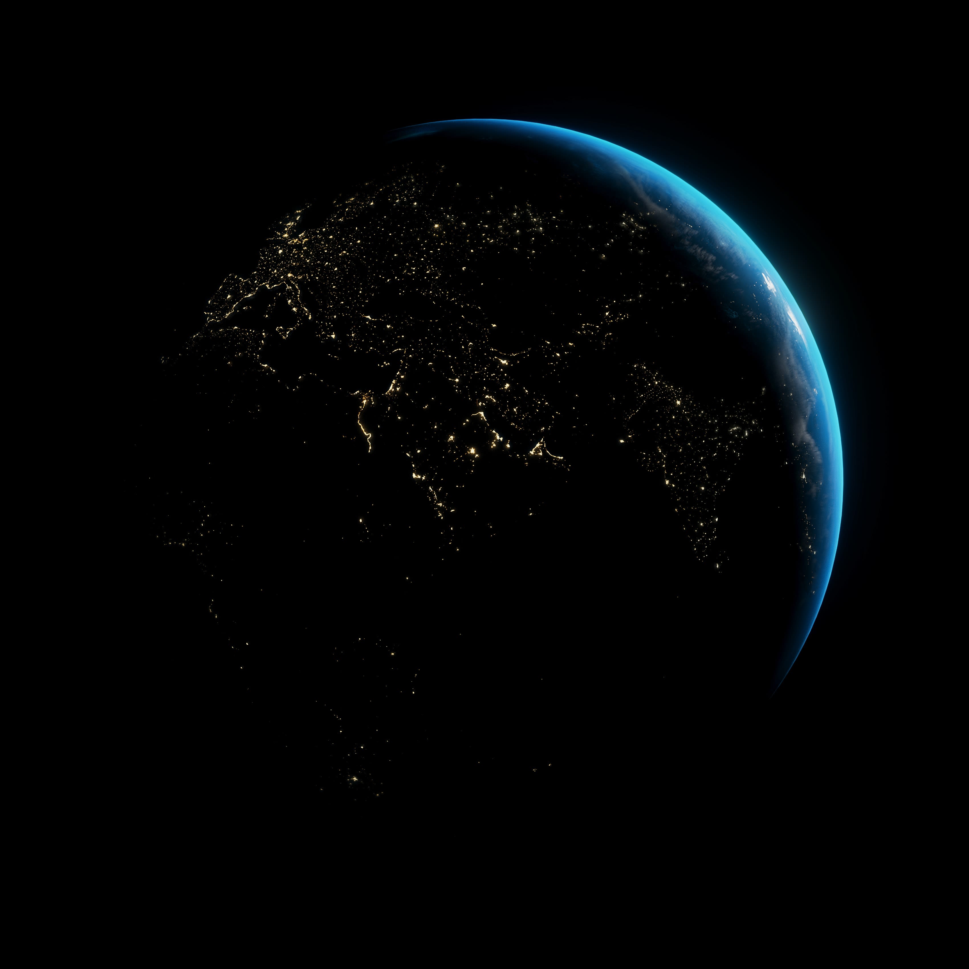 a view of the earth from space at night